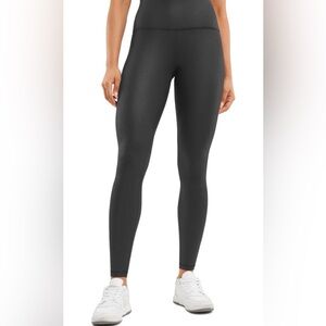 CRZ Yoga Matte Faux Leather Leggings Black Foil XXS